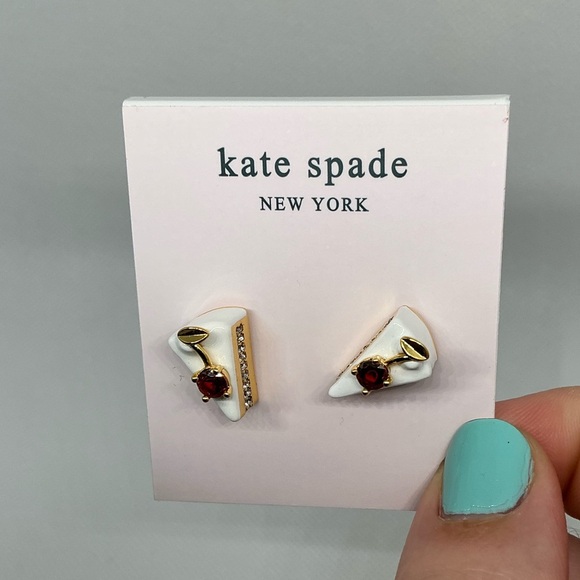 Kate Spade White and Gold Cake Slice Stud Earrings - Picture 1 of 3